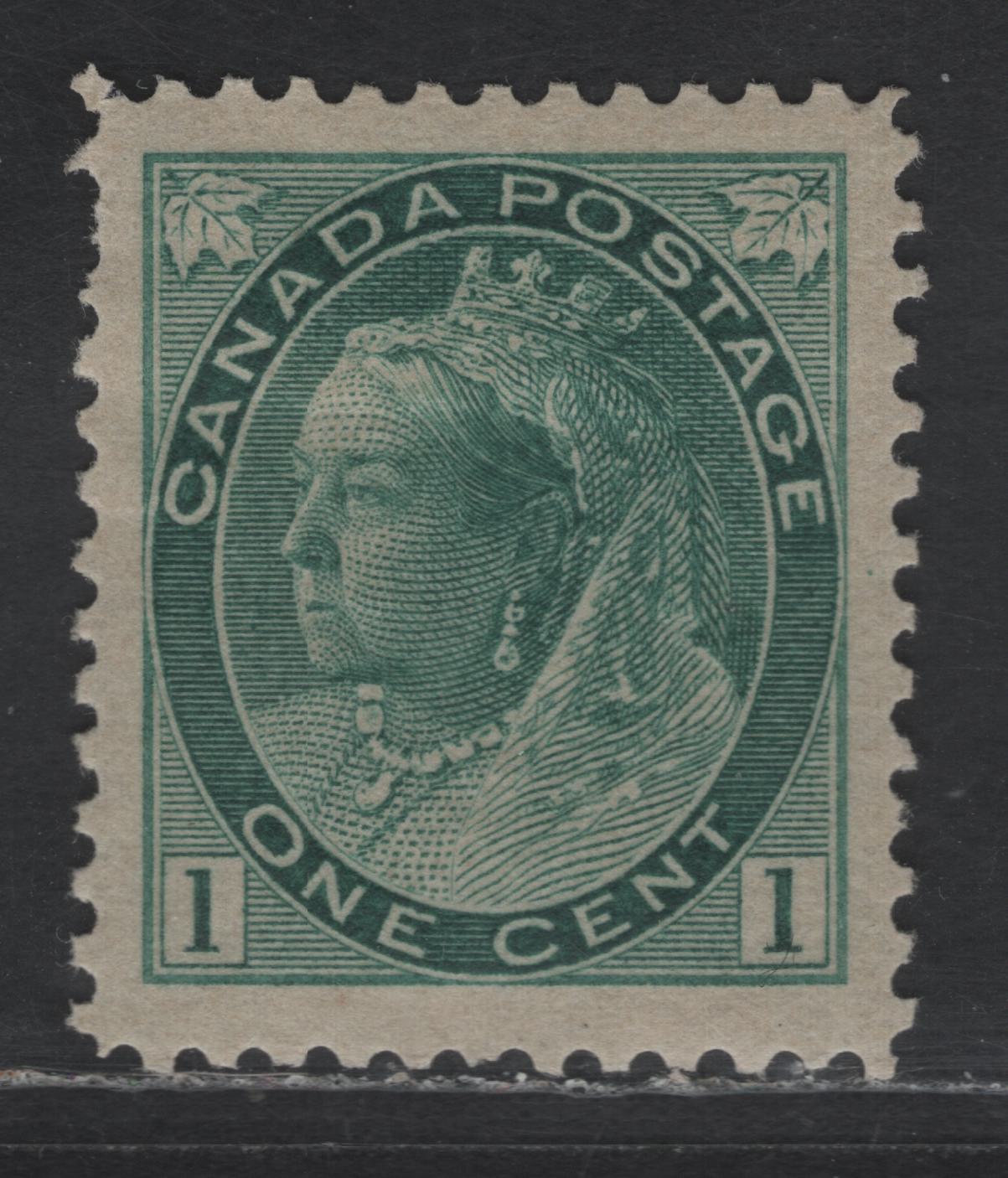 Lot 78 Canada SC#75ii 1c Blue Green Queen Victoria, 1898-1902 Numeral Issue, A VFOG Single, Horizontal Wove Paper, Jumbo Margins, But Short Perfs