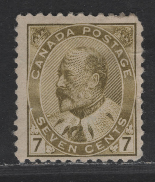 Lot 85 Canada SC#92 7c Olive Bistre King Edward VII, 1903-1908 King Edward VII Issue, A VGOG Single, Small Corner Crease At Lower Right