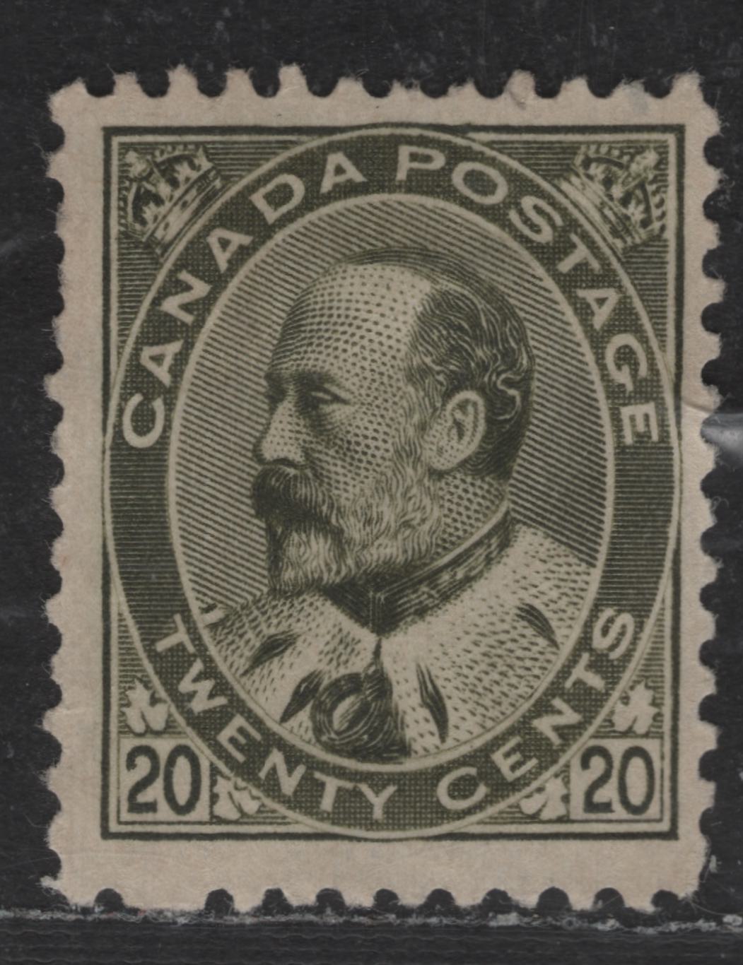 Lot 89 Canada SC#94i 20c Deep Olive Green King Edward VII, 1903-1908 King Edward VII Issue, A Fine Unused Single