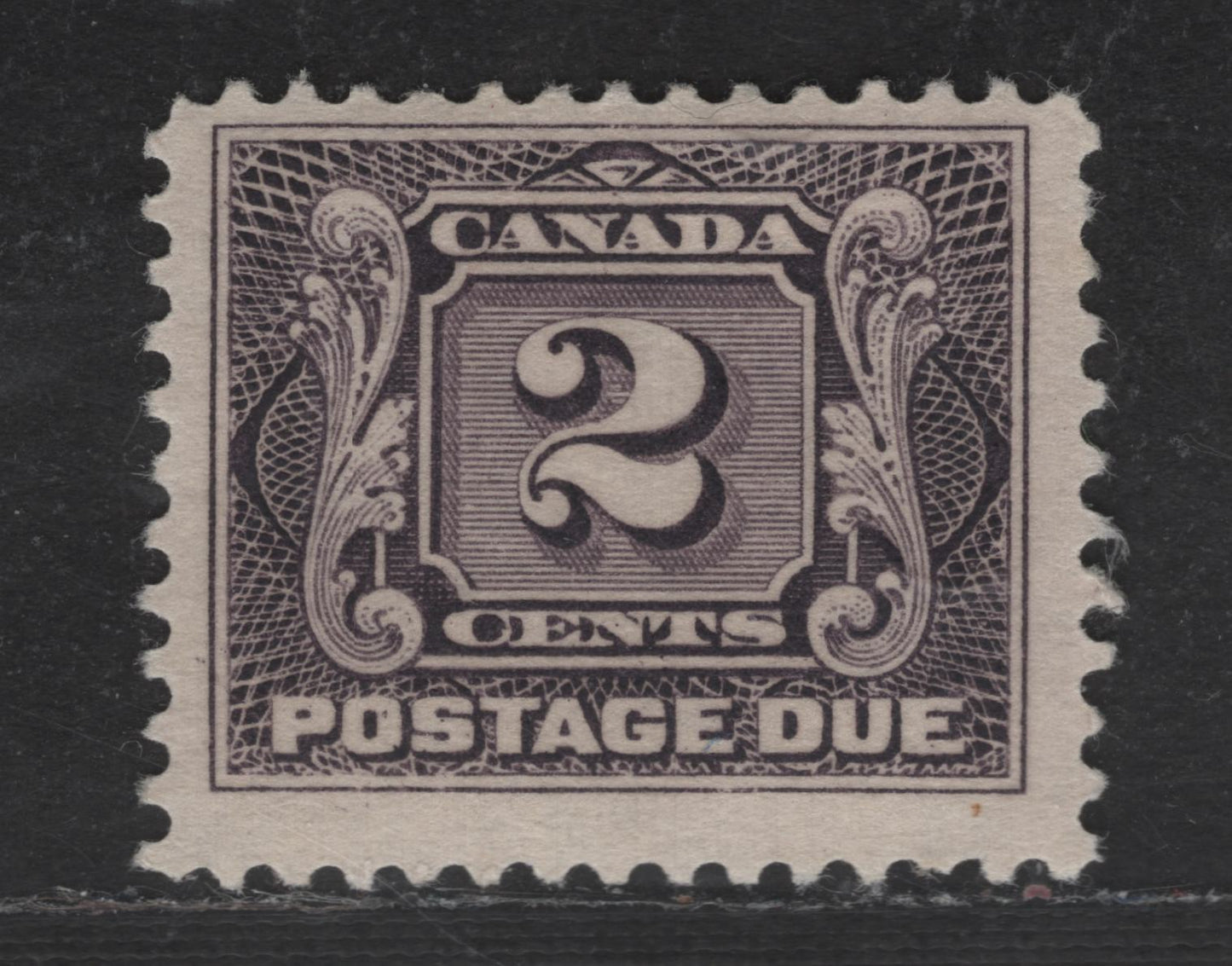 Lot 90 Canada SC#J2 2c Blackish Violet Numeral, 1906-1928 First Postage Due Issue, A FOG Single, Wet Printing