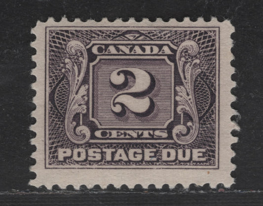 Lot 90 Canada SC#J2 2c Blackish Violet Numeral, 1906-1928 First Postage Due Issue, A FOG Single, Wet Printing