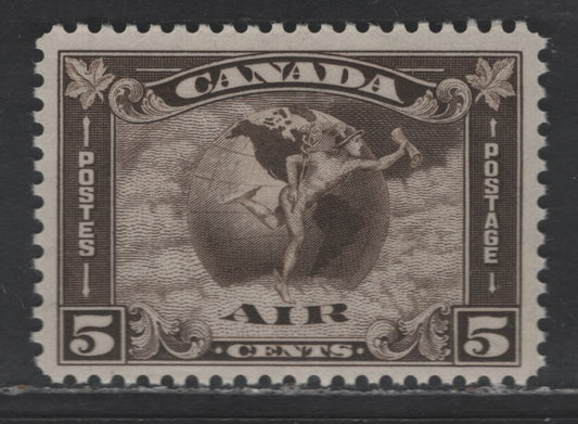 Canada SC#C2 5c Olive Brown Mercury With Scroll, 1930 Airmail Issue, A VFNH Single