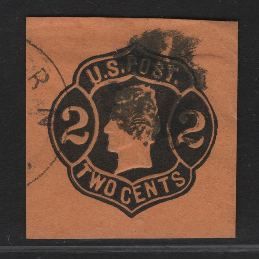 Lot 11 United States SC#U52 2c Black Jackson, 1863-1864 Third Nesbitt Issue, A Very Fine Used Single, Orange Paper