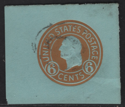 Lot 112 United States SC#U531 6c Orange Washington, 1915-1932 Heads Issue, A Very Fine Used Single, Due 7 On Blue