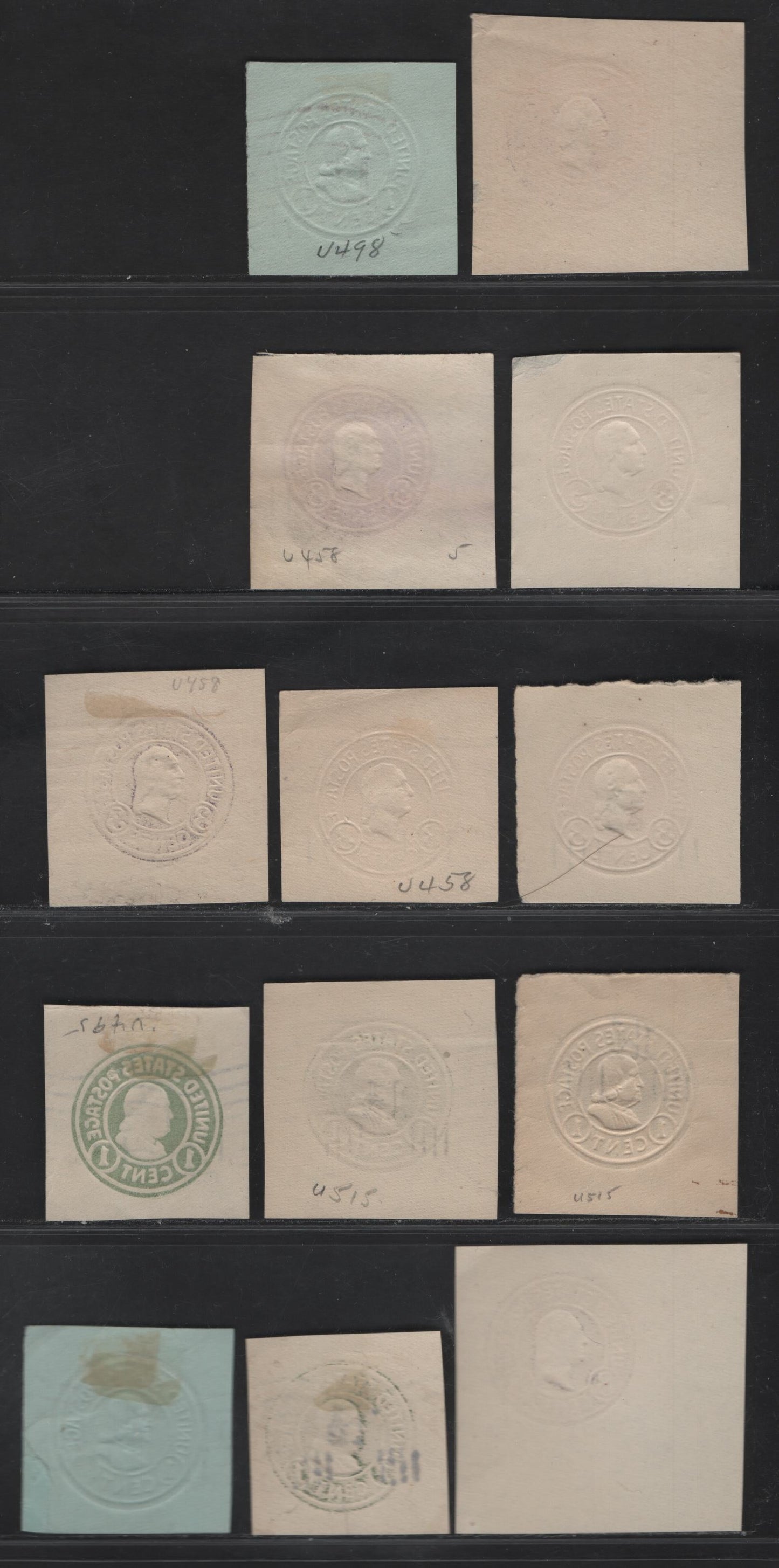 Lot 125 United States SC#U458-c, U468-a,U495, U498b, U515-b 1.5c on 1c - 2c on 3c Green - Dark Violet Washington, 1920-1921 Surcharge Issue,  Very Fine Unused Singles, Various Papers & Dies