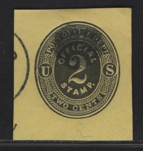 Lot 129 United States SC#U01 2c Black Official, 1873 Official Issue, A Very Fine Used Singles, Lemon Paper, The 2 Is 9mm High