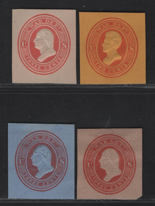 Lot 132 United States SC#U049, U053-U055 2c - 3c Red Washington, 1875 Plimpton Official Issue,  Very Fine Unused Singles