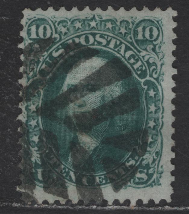 Lot 150 (C) United States Of America SC#96 10c Green George Washington, 1861-1869 Civil War Issue, A Fine Used Single With F Grill