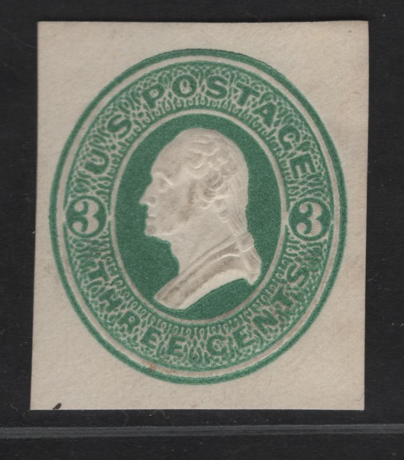 Lot 15 United States SC#U82 3c Green Washington, 1870-1871 Sixth Nesbitt Issue, A Fine Used Singles, White Paper
