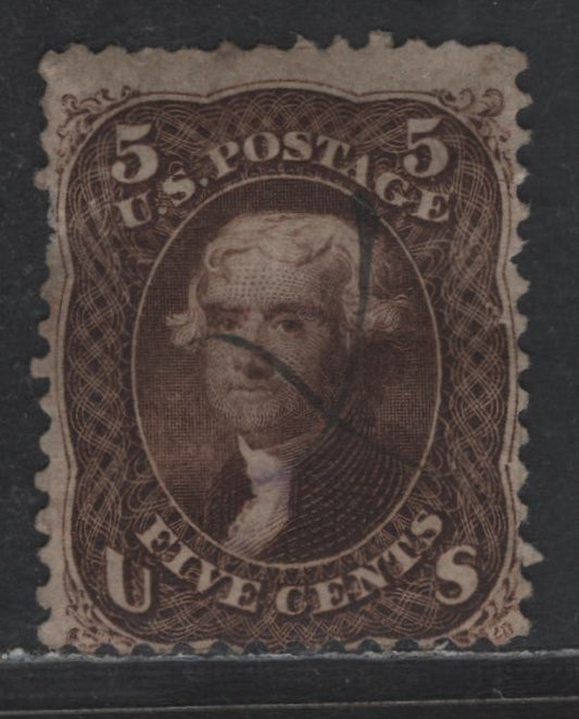 Lot 156 (C) United States Of America SC#76 5c Dark Brown Thomas Jefferson, 1861-1869 Civil War Issue, A Good Used Single