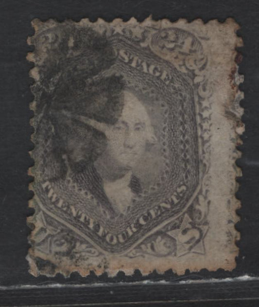 Lot 158 (C) United States Of America SC#78 24c Grey George Washington, 1861-1869 Civil War Issue, A Fair Used Single Expertly Repaired Corner At LL
