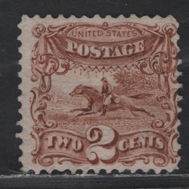 Lot 159 United States Of America SC#113 2c Yellow Brown Post Horse & Rider, 1869 Pictorial Issue, A Fine Regummed Single Professionally Regummed To Appear NH