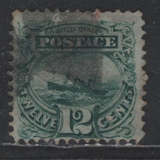 Lot 164 (C) United States Of America SC#117 12c Blue Green S.S. Adriatic, 1869 Pictorial Issue, A Fine Used Single
