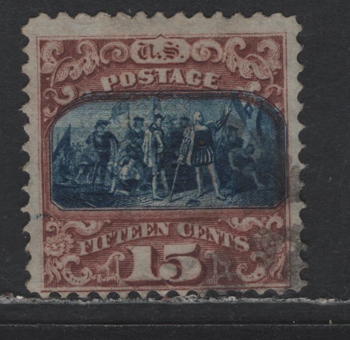 Lot 166 (C) United States Of America SC#119 15c Brown & Blue Landing Of Columbus, 1869 Pictorial Issue, A  Fine Used Single Type II
