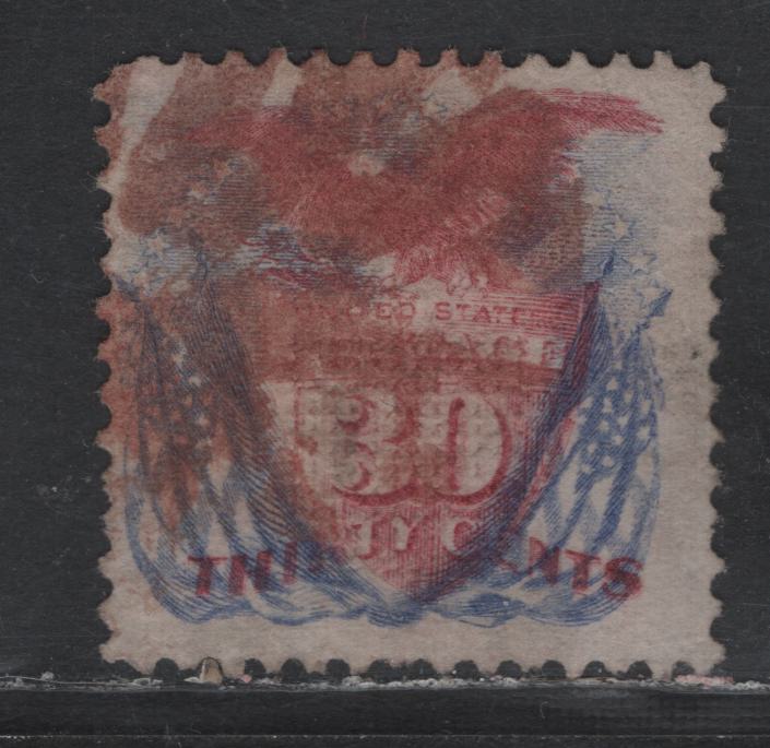 Lot 167 (C) United States Of America SC#121 30c Ultramarine & Carmine Eagle & Shield, 1869 Pictorial Issue, A  Fine Used Single
