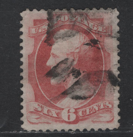 Lot 168 (C) United States Of America SC#137A 6c Carmine Abraham Lincoln, 1870-1871 Grilled Large Banknote Issue, A Fine Used Single I-Grill (8.5 x 10 mm), Very Small Corner Crease At UL