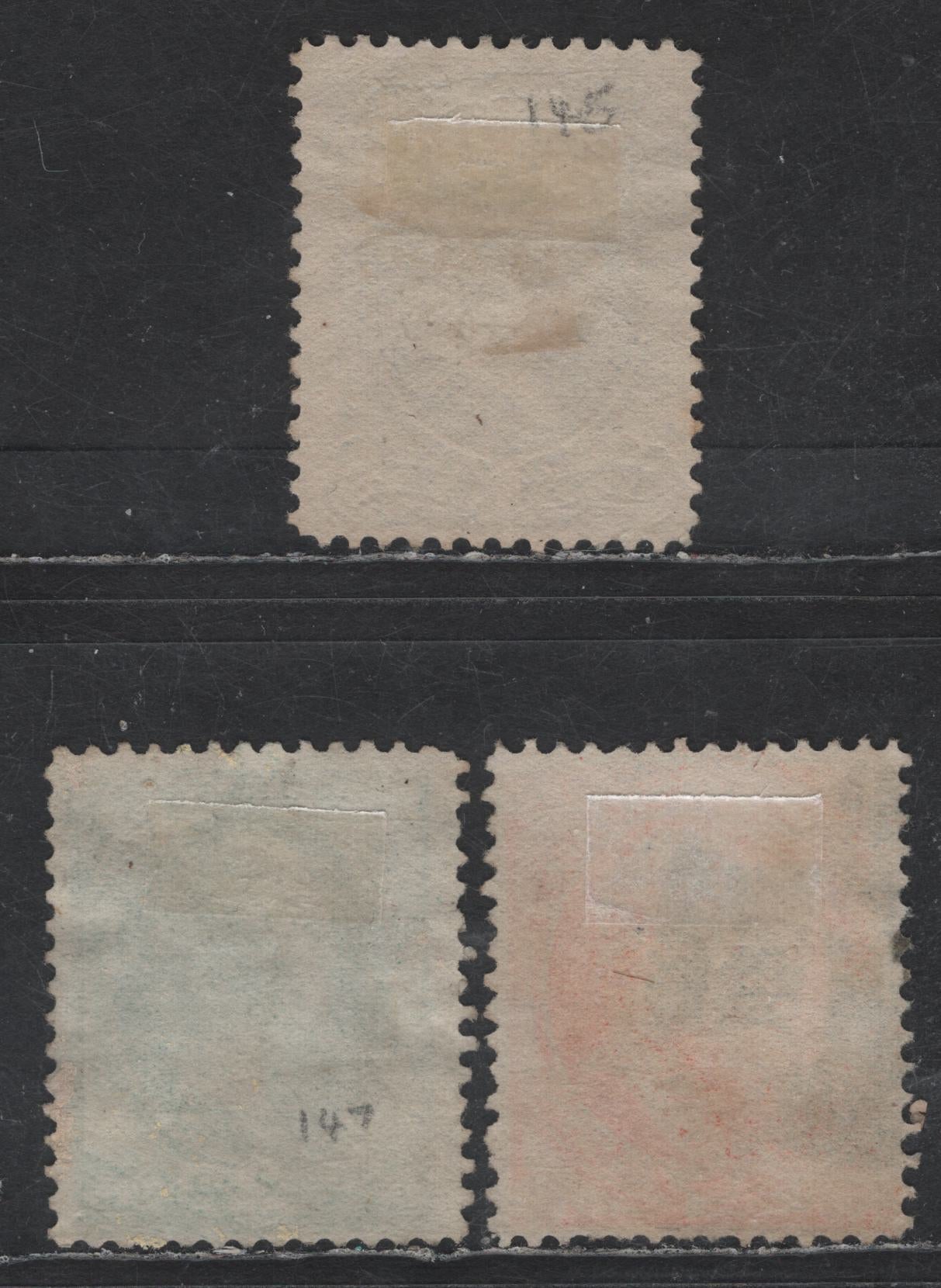 Lot 169 (C) United States Of America SC#145, 147, 149 1c, 3c, 7c Ultramarine, Green & Vermilion Franklin, Washington & Stanton, 1870-1871 National Bank Note Large Banknote Issue, 3 Fine Used Singles