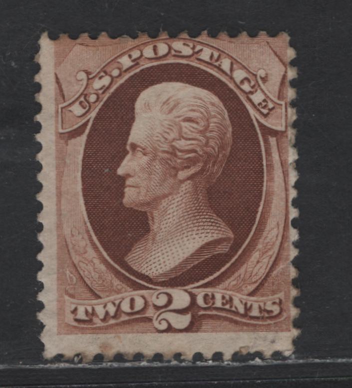 Lot 170 United States Of America SC#146 2c Reddish Brown Andrew Jackson, 1870-1871 National Bank Note Large Banknote Issue, A Good OG Single Diagonal Corner Crease At LR