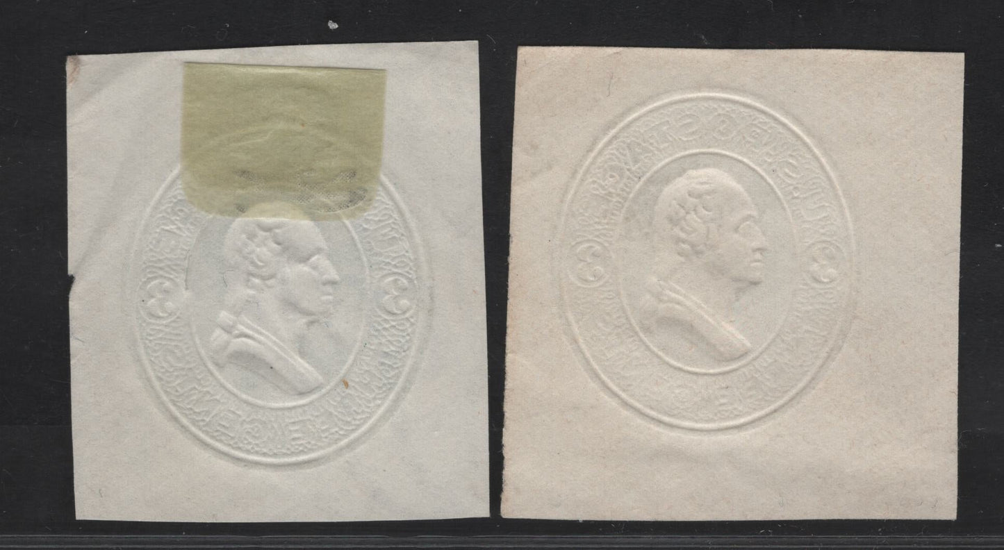 Lot 17 United States SC#U82 3c Green Washington, 1870-1871 Sixth Nesbitt Issue, 2 Very Fine Used Singles, White Wove & Diagonal Laid Papers
