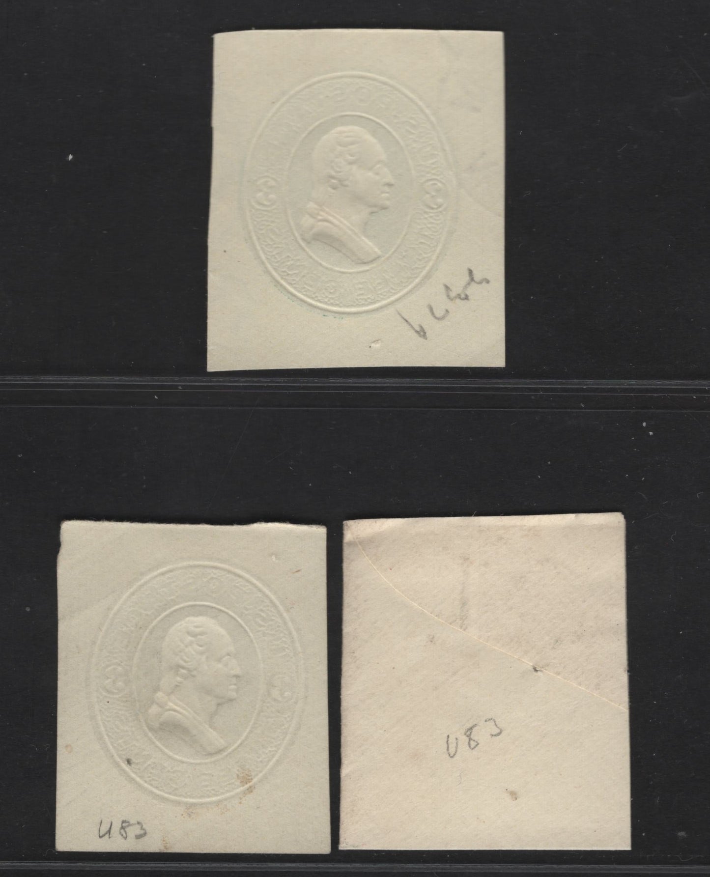 Lot 18 United States SC#U83 3c Green Washington, 1870-1871 Sixth Nesbitt Issue, 3 Very Fine Used Singles, Amber Paper