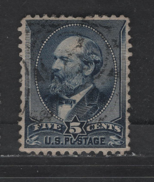 Lot 202 (C) United States Of America SC#216 5c Indigo James Garfield, 1887-1888 Revised Colours Large Banknote Issue, A VF Used Single