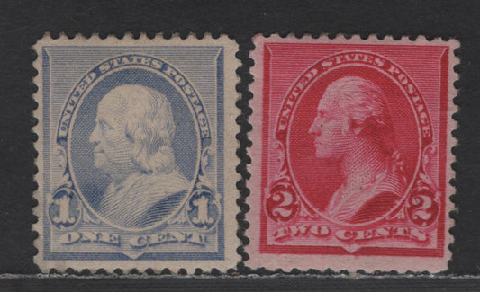 Lot 205 United States Of America SC#219-220 1c, 2c Dull Blue & Carmine Franklin & Washington, 1890-1893 Small Banknote Issue, 2 Fine OG Singles