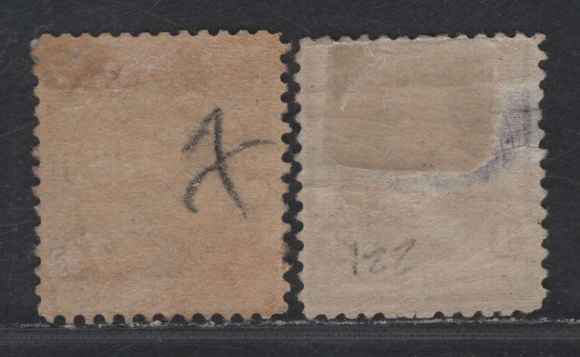 Lot 206 United States Of America SC#221-222 3c-4c Purple & Black Brown Jackson & Lincoln, 1890-1893 Small Banknote Issue, 2 Good & VGOG Singles Severe Thin On 3c