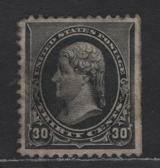 Lot 213 United States Of America SC#228 30c Black Thomas Jefferson, 1890-1893 Small Banknote Issue, A VF Used Single