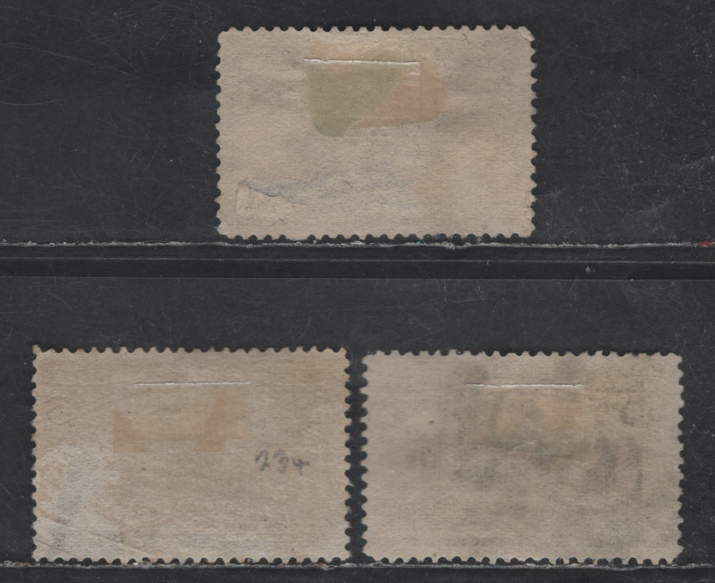 Lot 217 (C) United States Of America SC#233-234, 237 4c-5c, 10c Ultramarine, Chocolate & Black Brown Fleet Of Columbus - Presenting Natives, 1893 Columbian Exposition Issue, 3 VG Used Singles Shallow Thin On The 4c & Corner Crease On 5c