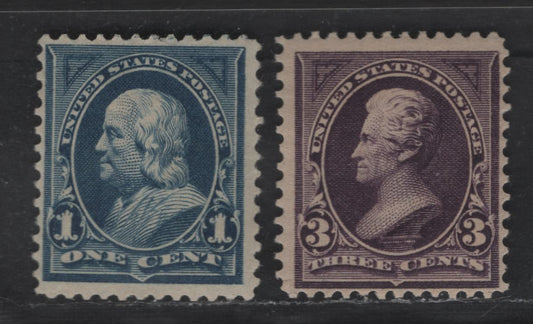 Lot 226 United States Of America SC#264, 268 1c, 3c Blue & Deep Purple Franklin & Jackson, 1895-1903 Watermarked First Bureau Banknote Issue, 2 Fine OG Singles