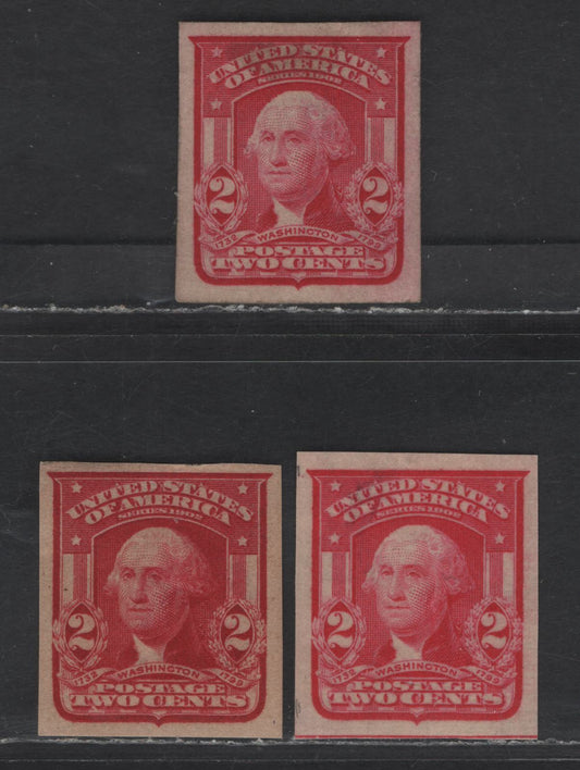 Lot 251 United States Of America SC#320, 320b, 320A 2c Carmine, Carmine Rose & Lake George Washington, 1902-1908 Second Bureau Issue, 3 VFOG & VFNH Singles Imperf Singles, Type I For All Except Lake, Which Is Type II, Scarlet Is NH