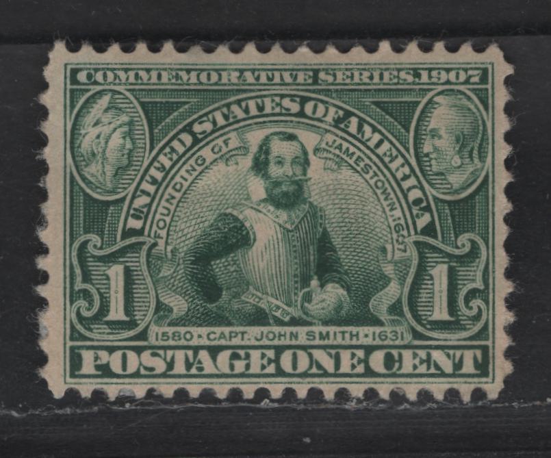 Lot 258 United States Of America SC#328 1c Green Captain John Smith, 1907 Jamestown Exposition Issue, A Fine Part OG Single