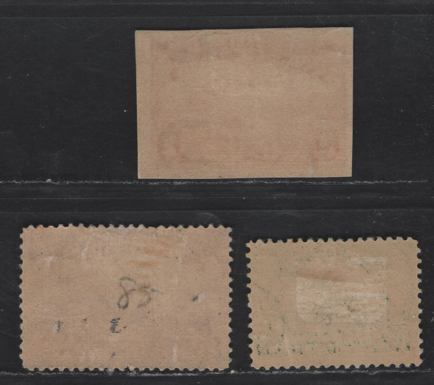 Lot 260 United States Of America SC#328, 372-373 1c-2c Green  & Carmine Captain John Smith, Halfmoon & Steamship, 1907-1909 Jamestown Exposition  - Hudson-Fulton Celebration Issue, 3 VGOG & VFOG Singles