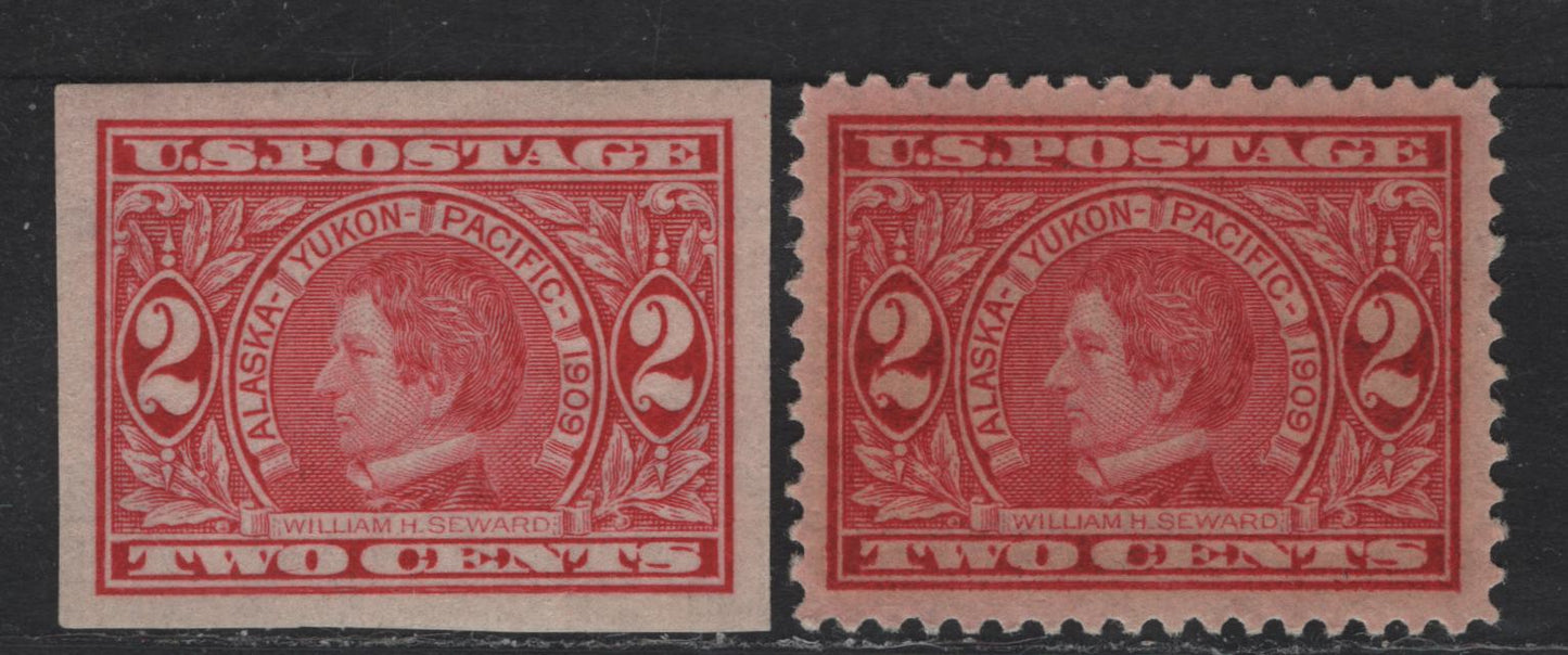 Lot 266 United States Of America SC#370-371 2c Carmine William H. Seward, 1909 Alaska-Yukon Pacific Exposition Issue, 2 VFOG Singles Perforated & Imperf.