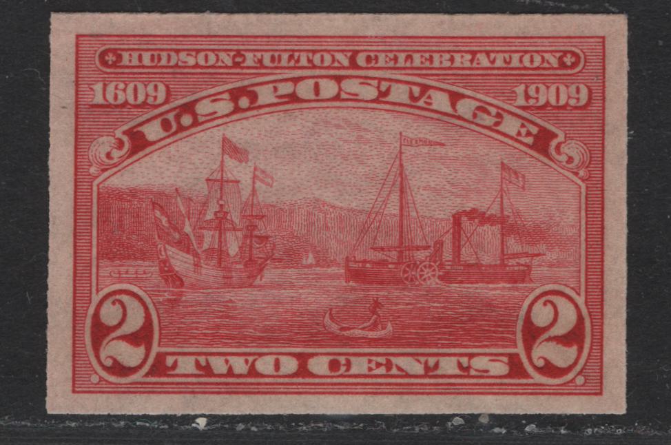 Lot 270 United States Of America SC#373 2c Carmine Halfmoon & Steamship, 1909 Hudson-Fulton Celebration Issue, A VFNH Single Imperf.