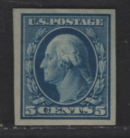 Lot 276 United States Of America SC#347 5c Dark Blue George Washington, 1908-1920 Washington-Franklin Issue, A VFOG Single Imperf, Wmk Double Lined USPS