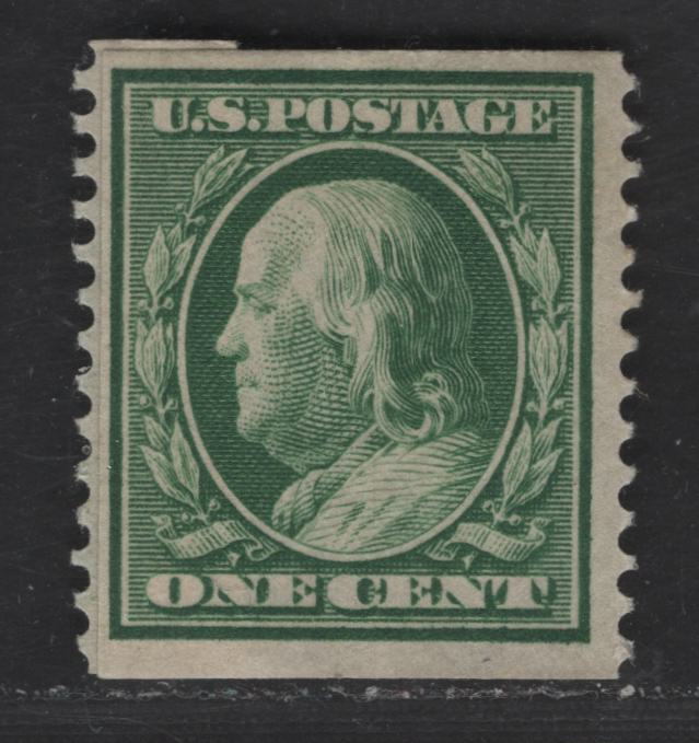 Lot 277 United States Of America SC#352var 1c Green Benjamin Franklin, 1908-1920 Washington-Franklin Issue, A Fine OG Single Paste-Up Single, Perf. 12 Vertically, Wmk Double Lined USPS