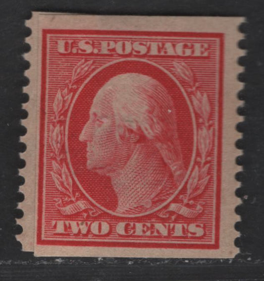 Lot 278 United States Of America SC#353var 2c Carmine George Washington, 1908-1920 Washington-Franklin Issue, A Fine OG Single Paste-Up Single, Perf. 12 Vertically, Wmk Double Lined USPS