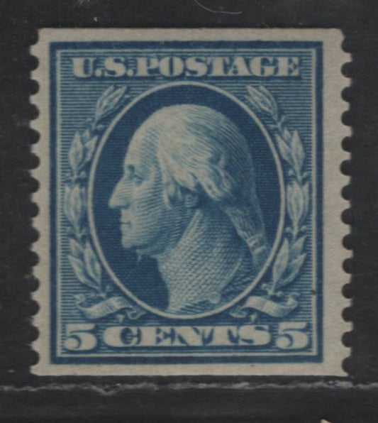 Lot 279 United States Of America SC#355 5c Dark Blue George Washington, 1908-1920 Washington-Franklin Issue, A VFOG Single Coil Single, Perf. 12 Vertically, Possibly Altered Imperf