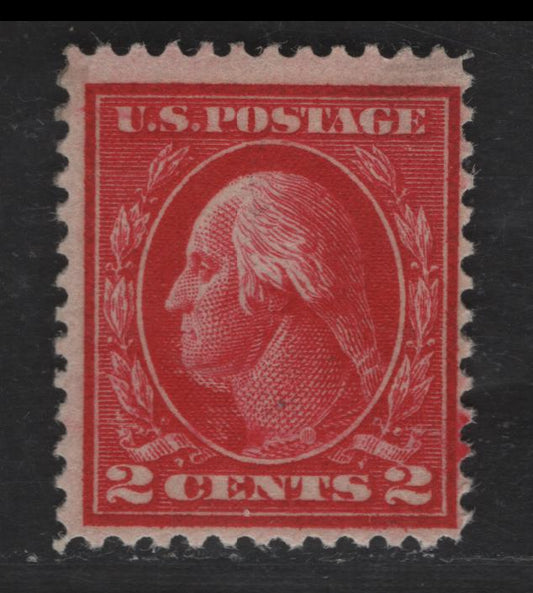 Lot 287 United States Of America SC#406 2c Carmine George Washington, 1908-1920 Washington-Franklin Issue, A Fine OG Single Perf. 12, Wmk Single Lined USPS, Type 1