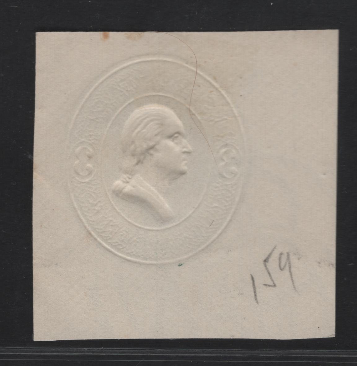 Lot 30 United States SC#U159 3c Green Franklin, 1874-1886 Seventh Nesbitt Issue, A Very Fine Used Single, White Paper, Long, Thin 3's