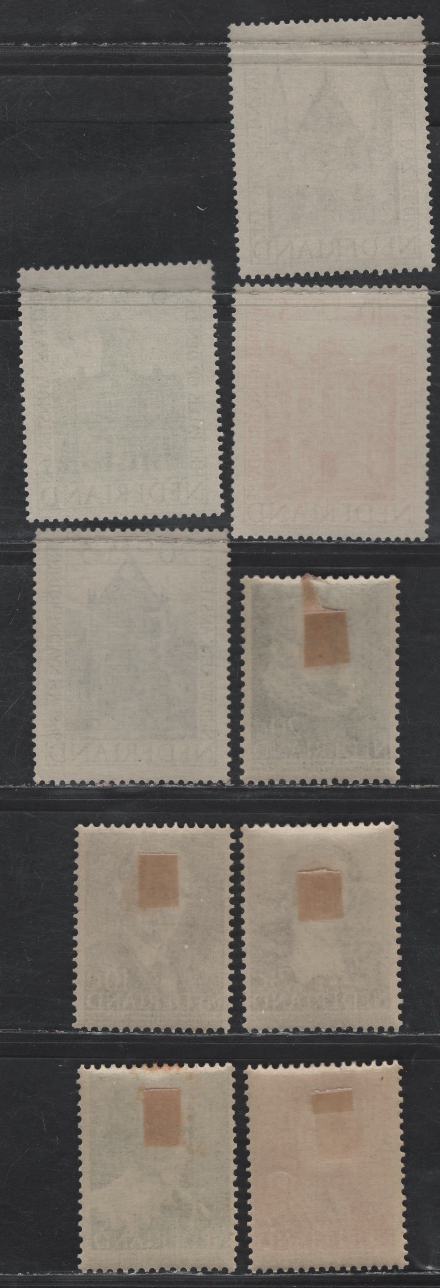 Lot 326 Netherlands SC#B175-B179, B185-B188 2c+2c - 20c+5c Dark Red - Deep Blue Dr Hendrik van Deventer - New Church, 1947-1948 Semi Postal Issues, 9 F/VFOG/NH Singles