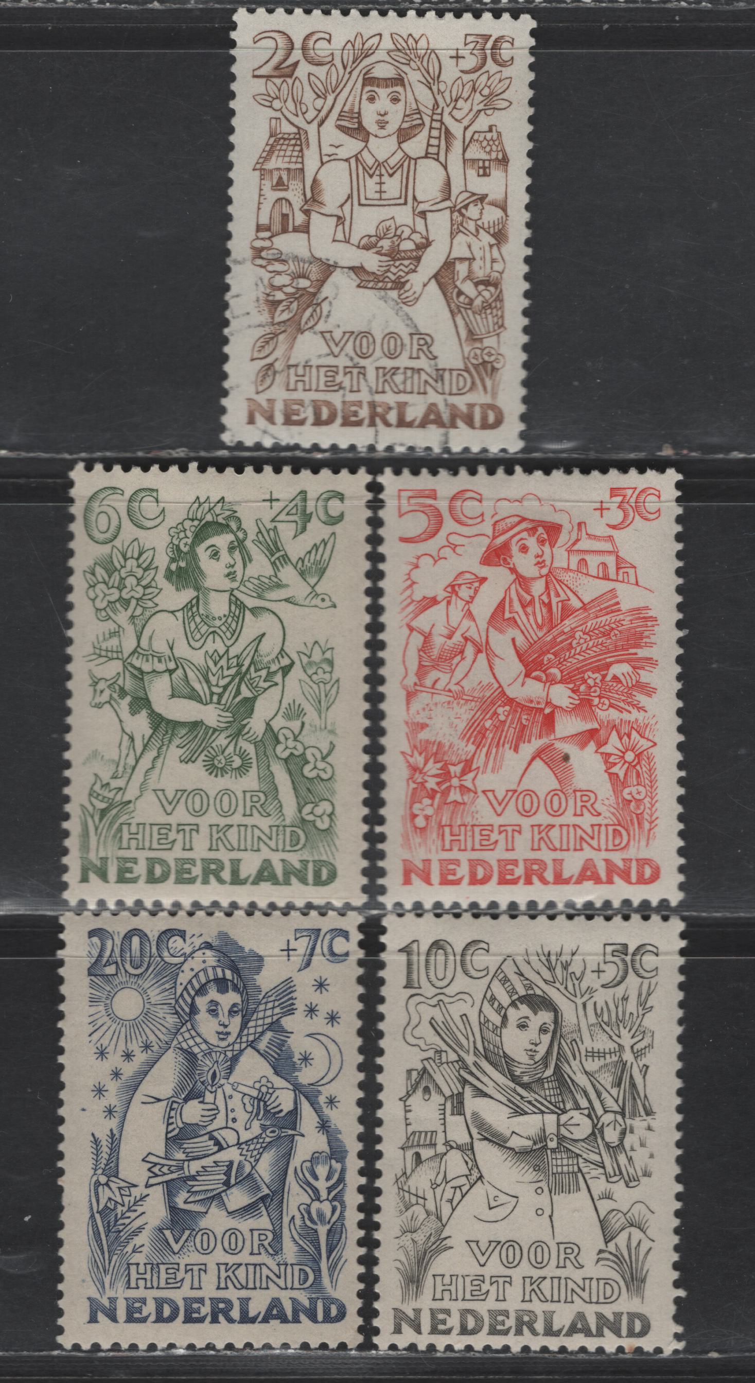 Lot 330 Netherlands SC#B203-B207 2c+3c - 20c+7c Brown - Blue Autumn ...