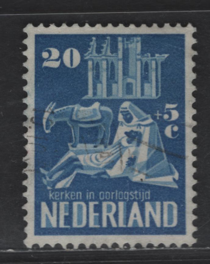 Lot 334 Netherlands SC#B218 20c+5c Ultramarine Church Ruins & Good Samaritan, 1950 Semi Postal Issue, A Very Fine Used Single