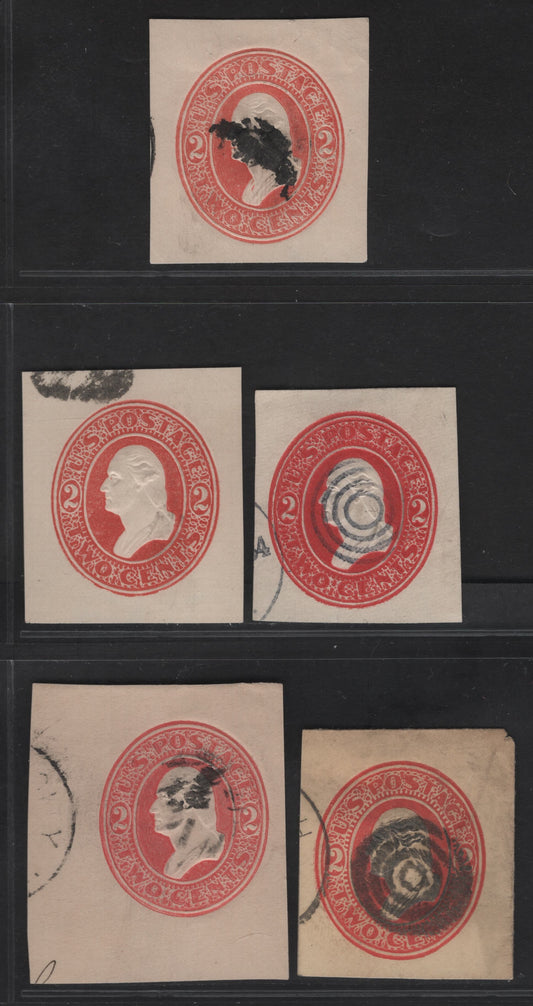 Lot 37 United States SC#U227-U228, U230 2c Red Washington, 1883 Plimpton Issue, 3 Very Fine Used Singles, White, Amber & Fawn Papers