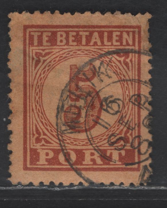 Lot 381 Netherlands SC#J1 5c Brown on Orange Numeral, 1870 Postage Due, A Fine Used Single, Creased