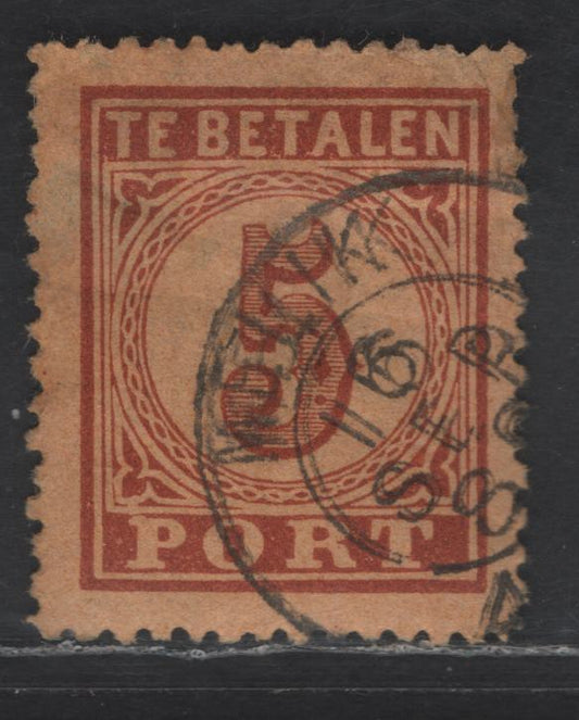 Lot 381 Netherlands SC#J1 5c Brown on Orange Numeral, 1870 Postage Due, A Fine Used Single, Creased