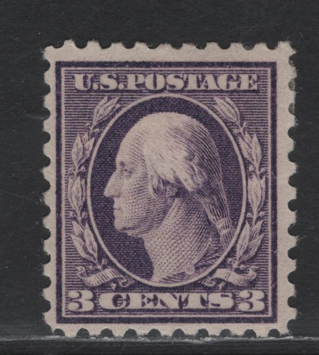Lot 403 United States Of America SC#464 3c Violet George Washington, 1908-1920 Washington-Franklin Issue, A Fine OG Single Perf. 10, Unwatermarked, Type 1