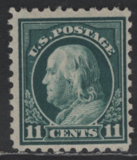 Lot 406 United States Of America SC#473 11c Dark Green Benjamin Franklin, 1908-1920 Washington-Franklin Issue, A Fine OG Single Perf. 10, Unwatermarked