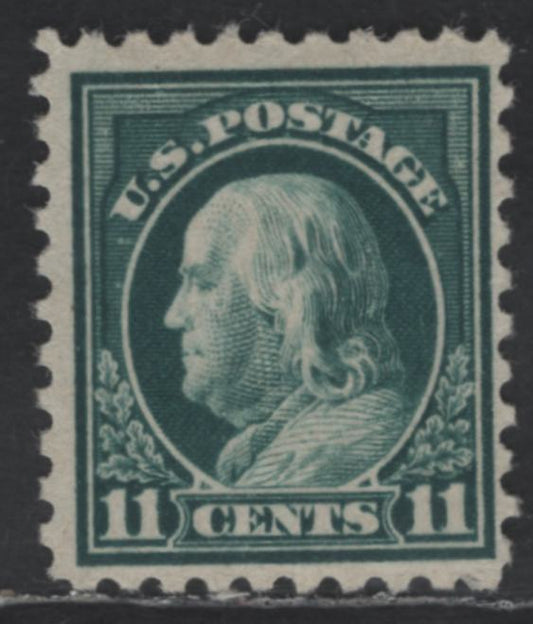 Lot 406 United States Of America SC#473 11c Dark Green Benjamin Franklin, 1908-1920 Washington-Franklin Issue, A Fine OG Single Perf. 10, Unwatermarked